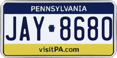 PA license plate JAY8680
