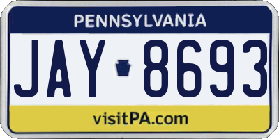 PA license plate JAY8693