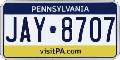 PA license plate JAY8707