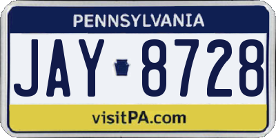 PA license plate JAY8728