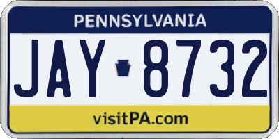 PA license plate JAY8732