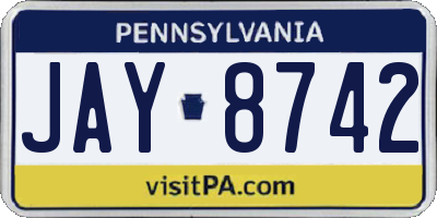 PA license plate JAY8742