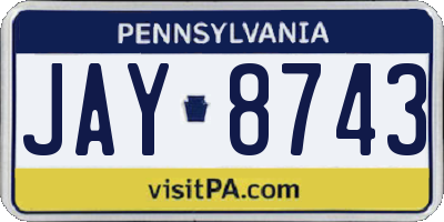 PA license plate JAY8743