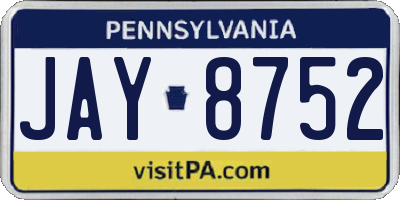 PA license plate JAY8752