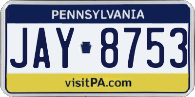 PA license plate JAY8753