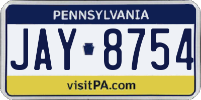 PA license plate JAY8754