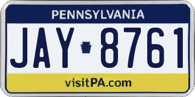 PA license plate JAY8761