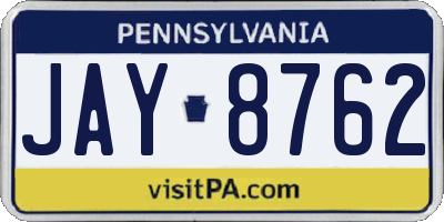 PA license plate JAY8762