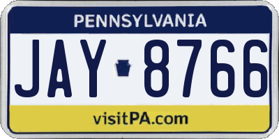 PA license plate JAY8766