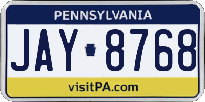 PA license plate JAY8768