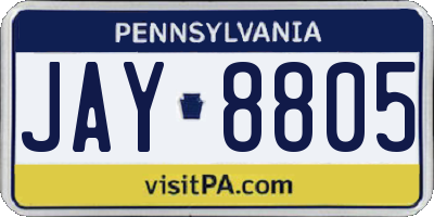 PA license plate JAY8805