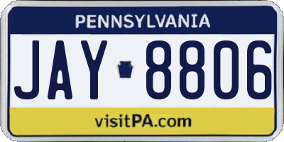 PA license plate JAY8806