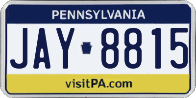 PA license plate JAY8815