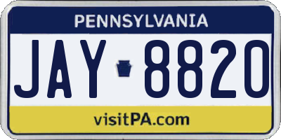 PA license plate JAY8820