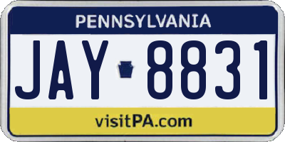PA license plate JAY8831