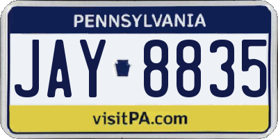 PA license plate JAY8835