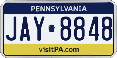 PA license plate JAY8848