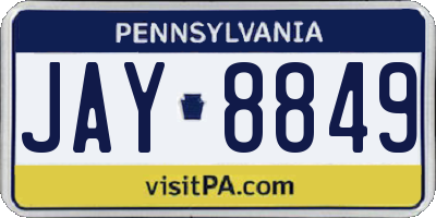PA license plate JAY8849