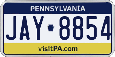 PA license plate JAY8854