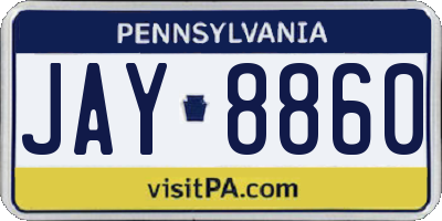 PA license plate JAY8860