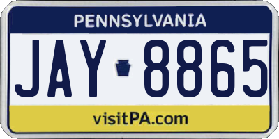 PA license plate JAY8865
