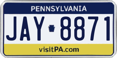 PA license plate JAY8871