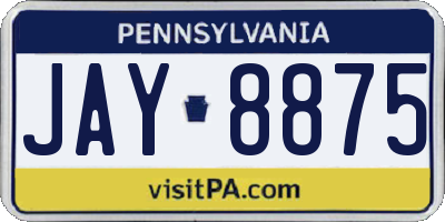 PA license plate JAY8875