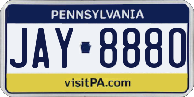 PA license plate JAY8880