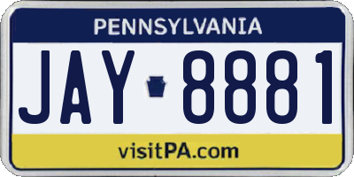 PA license plate JAY8881