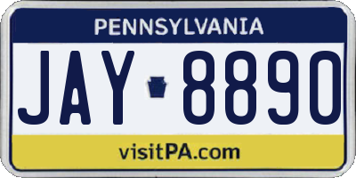 PA license plate JAY8890