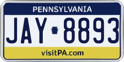 PA license plate JAY8893