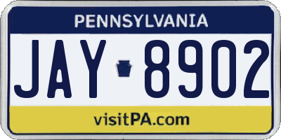 PA license plate JAY8902