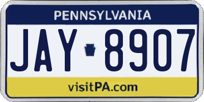 PA license plate JAY8907