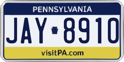 PA license plate JAY8910