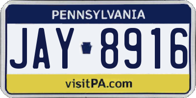 PA license plate JAY8916