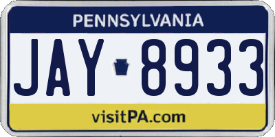 PA license plate JAY8933