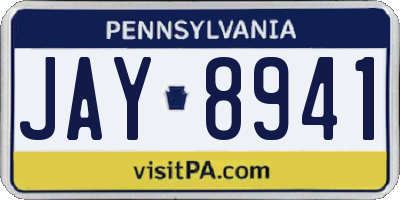 PA license plate JAY8941