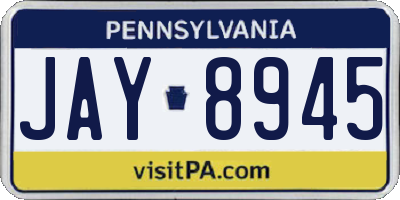PA license plate JAY8945