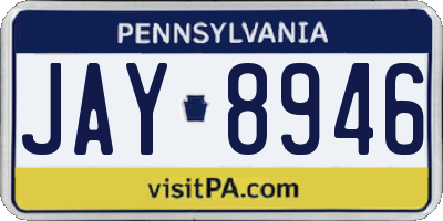 PA license plate JAY8946