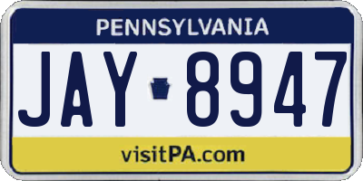 PA license plate JAY8947