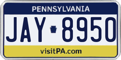 PA license plate JAY8950
