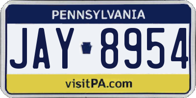 PA license plate JAY8954