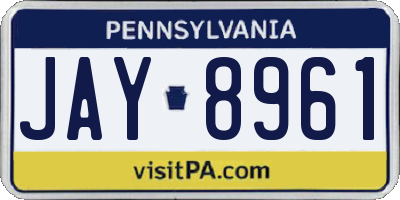 PA license plate JAY8961