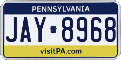 PA license plate JAY8968