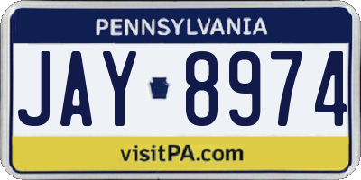 PA license plate JAY8974