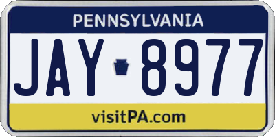 PA license plate JAY8977