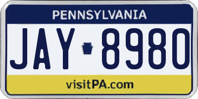 PA license plate JAY8980