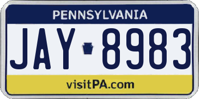 PA license plate JAY8983