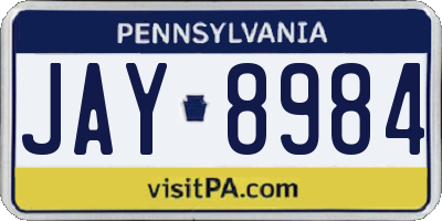 PA license plate JAY8984