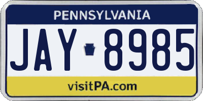 PA license plate JAY8985
